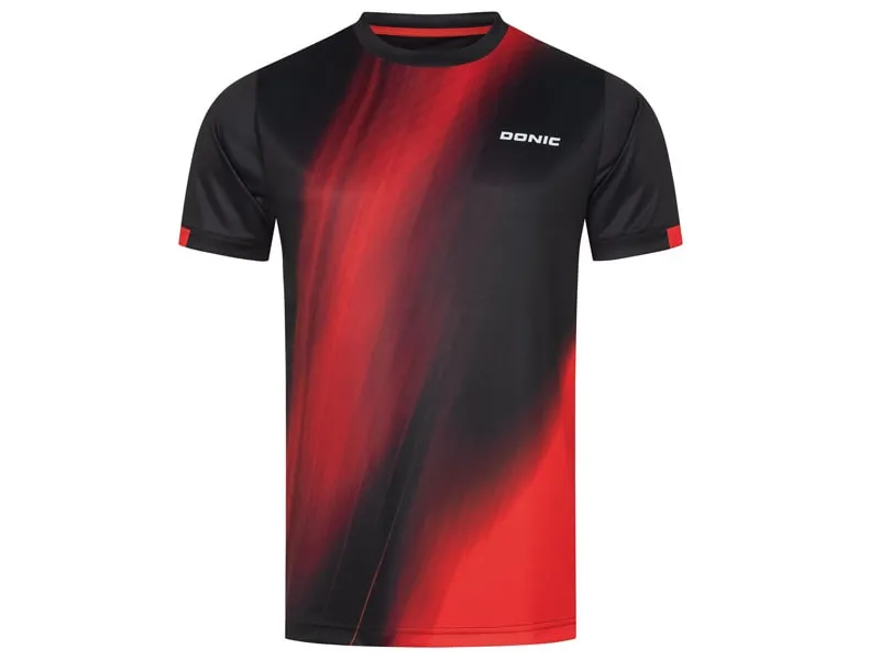 DONIC Camiseta Cream Negro-Rojo