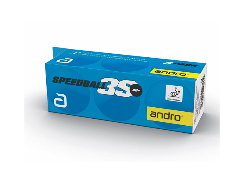 Pelota Competición ANDRO Speedball 3S*** 40+ Pack 3u. blancas - Homologadas por la ITTF