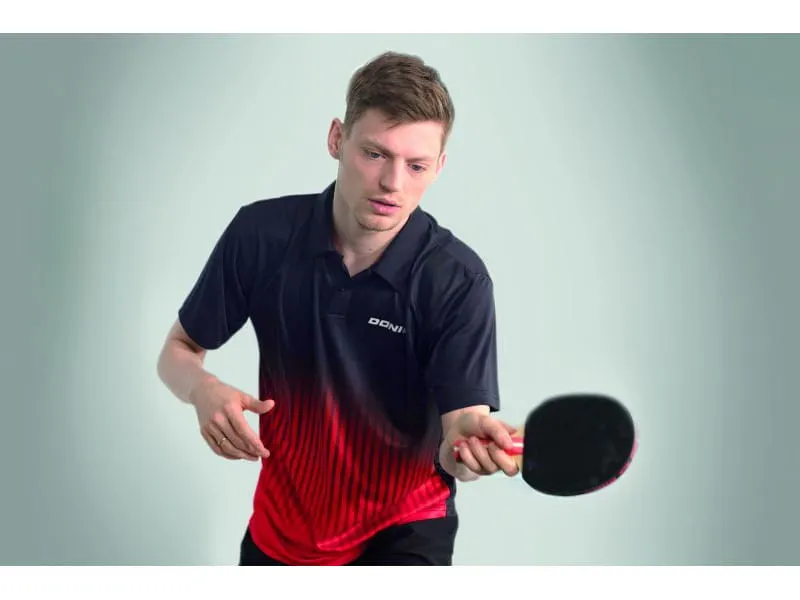 DONIC Polo NUVON Negro-Rojo 4