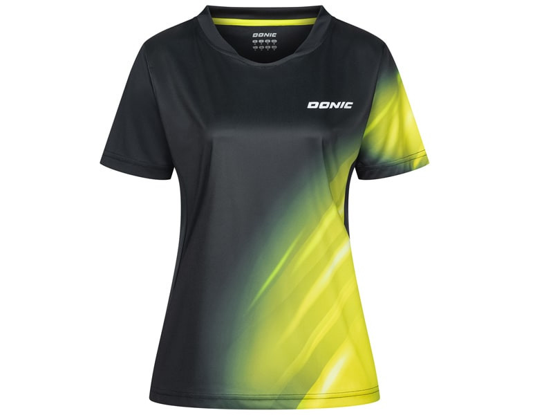 DONIC Polo Mujer FLAME Negro-Amarillo